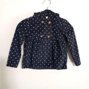 Carters 3T Baby Girls Polka Dot Velour Sherpa Lined Hoodie in Gray